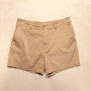 Roundtree & Yorke Mens Performance Shorts 36 Beige Elastic Waist Inseam 4"